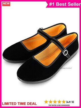Mary Jane Flats Cotton Velvet Rubber Sole Comfortable Shoes